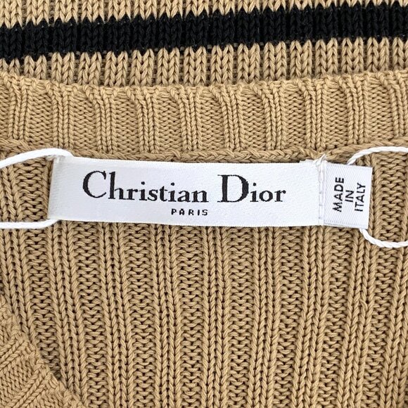 Dior Dark brown logo striped cotton short-sleeve knit top - Picture 6 of 9
